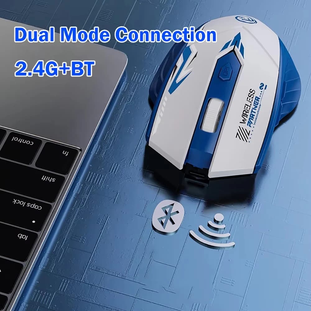 ماوس لاسلكي 2.4G ثنائي الوضع بلوتوث 6 أزرار ماوس ألعاب صامت قابلة لإعادة الشحن ماوس الألعاب الإلكترونية 1600DPI ماوس مكتبي للكمبيوتر - 2
