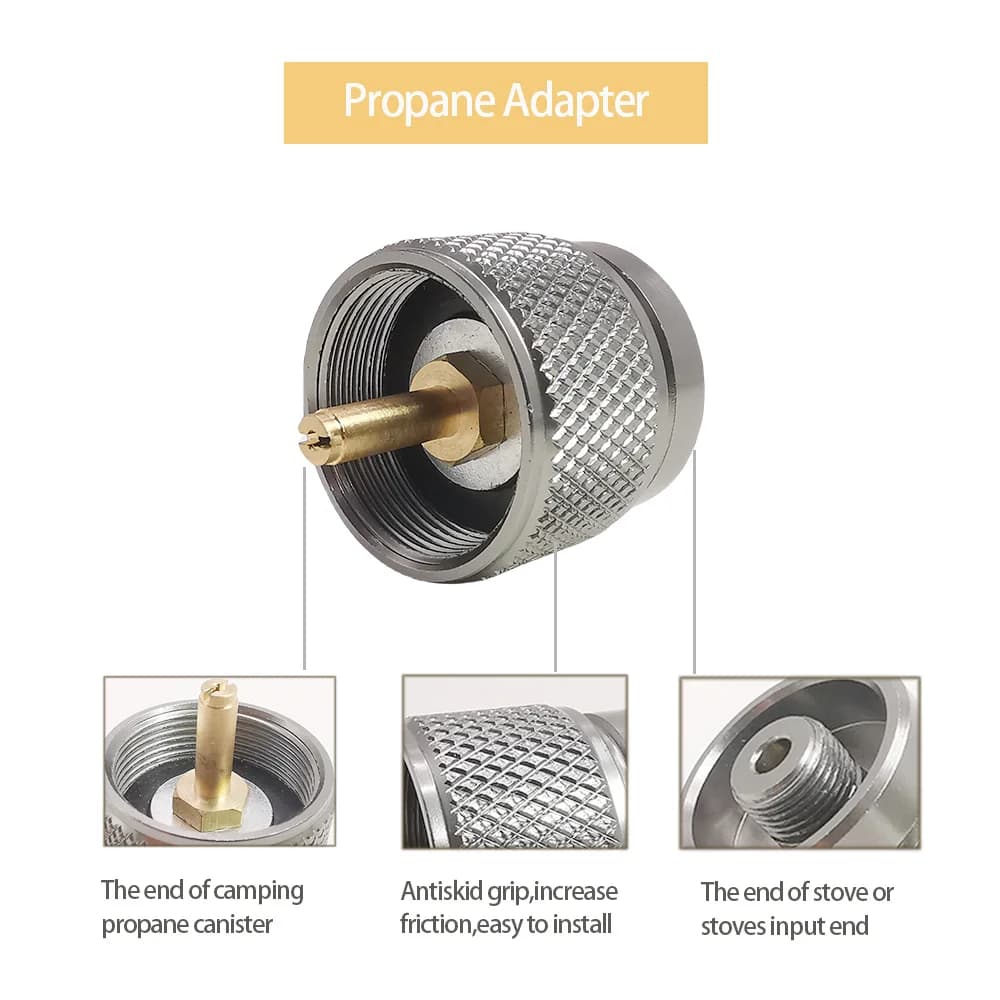 مجموعة محولات موقد التخييم 3 قطع، محول علبة البيوتان، محول عبوة EN417، صمام ليندال، محول البروبان - 6
