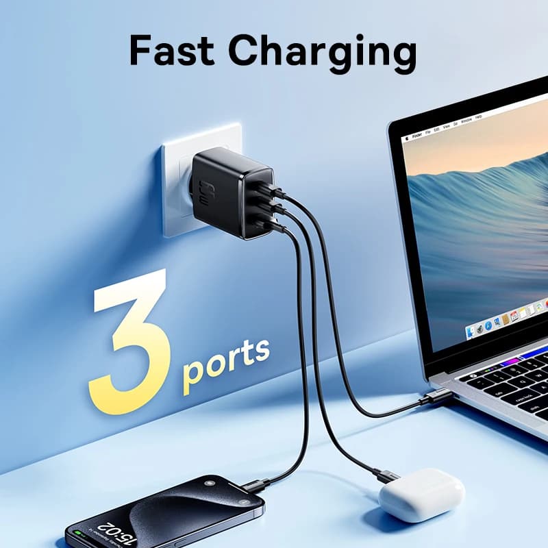 شاحن Baseus 65W USB C شاحن GaN يدعم QC PD شحن سريع محمول لجهاز iPhone 17 16 15 شاحن كمبيوتر محمول Xiaomi - 2