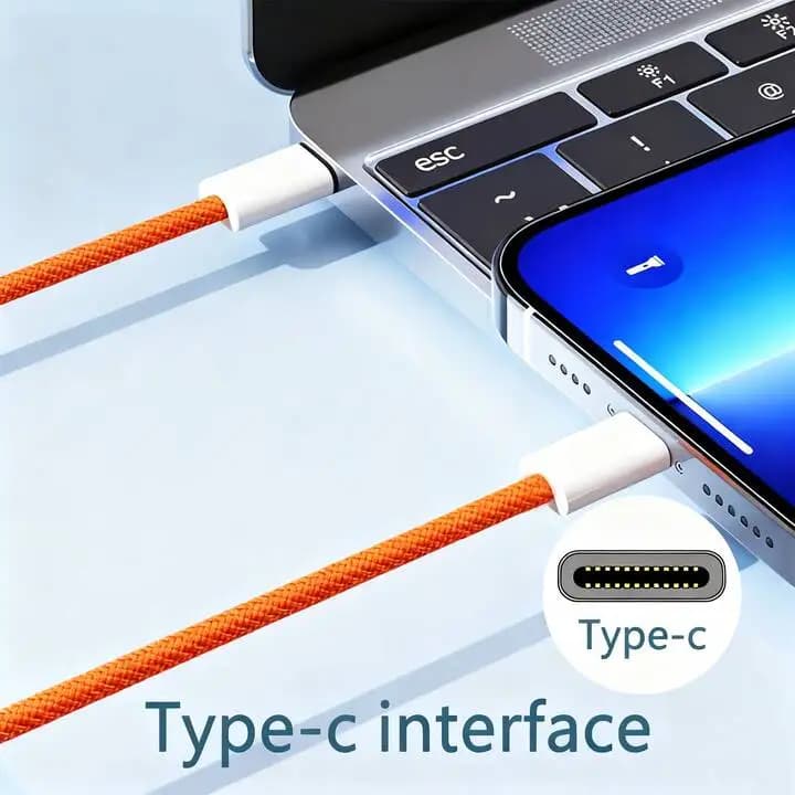 كابل شاحن سريع متوافق مع كابل بيانات شحن iPhone 17/16/15 USB-C إلى النوع C من النايلون المضفر بطول 3.3/6.6/10 أقدام - 5