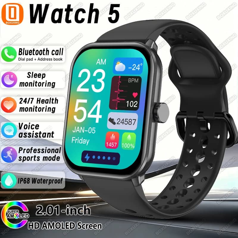 Watch 5 Smart Watch Global Version Men Women HD AMOLED Screen Heart Rate Bluetooth Call GPS Track Waterproof Sports Smartwatches