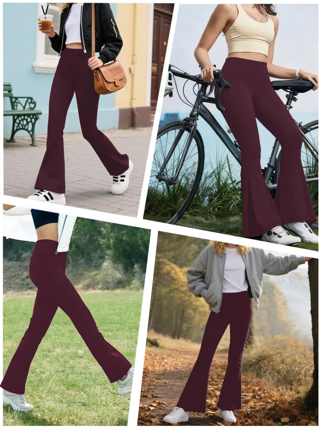 Women's Super Soft Flare Pants High Waisted Tummy Control Workout Yoga Push Up Gym Fitness Long Leggings Bell Bottoms - 3