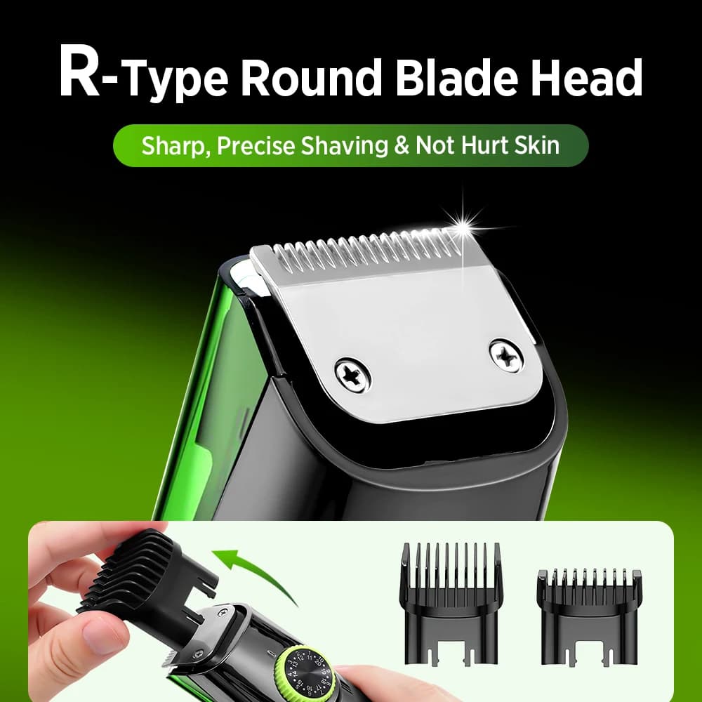 أداة تهذيب اللحية اللاسلكية للرجال، ماكينة حلاقة كهربائية مقاومة للماء IPX6 مع شفط مدمج للشارب والسوالف، أدوات عناية شخصية - 6