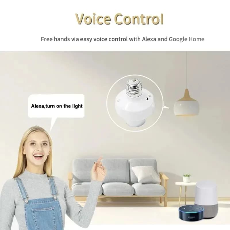 حامل مصباح Ewelink E27 واي فاي مقبس ذكي لمحول لمبة إضاءة ليلية LED يعمل مع Alexa وGoogle Home تحكم صوتي - 5