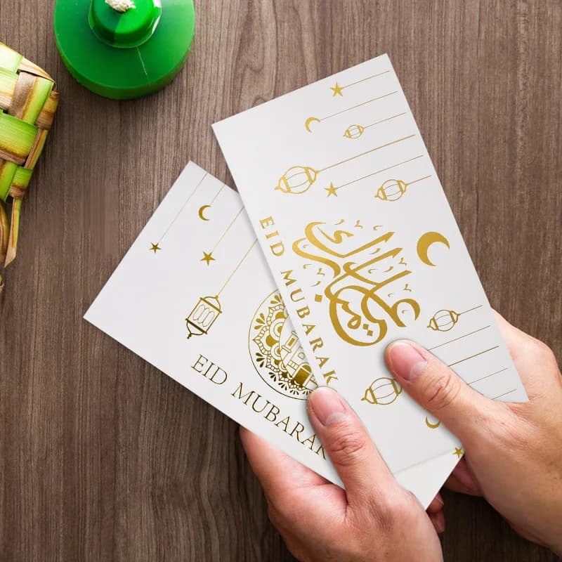 9pcs Eid Mubarak Cash Envelopes Muslim Ramadan Gift Money Bag with Golden Foil Stamping Islamic Eid Al-fitr Invitation Decor - 6