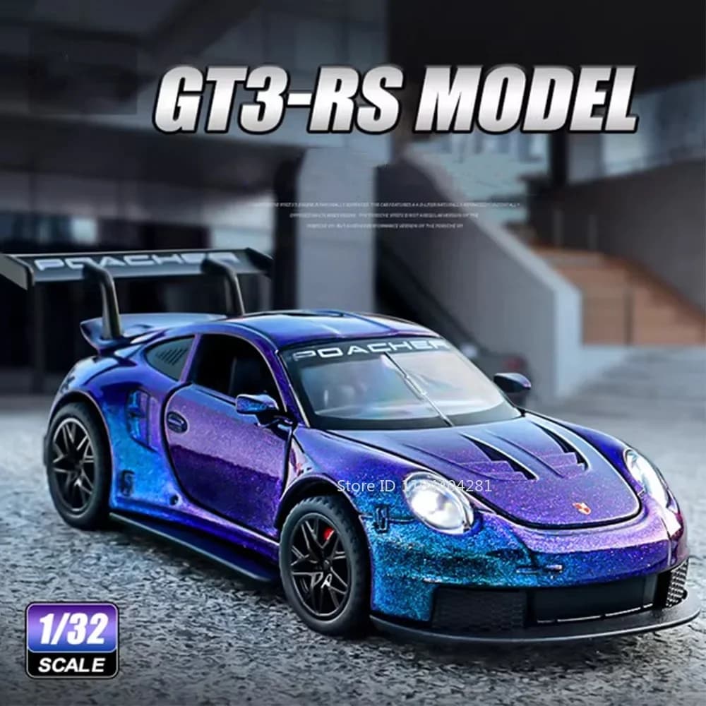 نموذج مصغر لسيارة 911 GT3RS Panamera، مقياس 1:32، أبواب قابلة للفتح، إضاءة وصوت، إطارات مطاطية، هدية عيد ميلاد للأولاد - 6