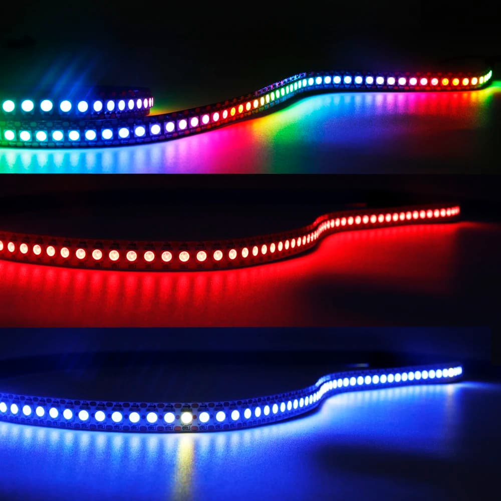 شريط ليد WS2812B/WS2815 بطول 1-3 متر، 144 بكسل/ليد/متر، IC قابل للعنونة، ذكي، RGB، IP30/IP65/IP67، DC5V/12V - 6