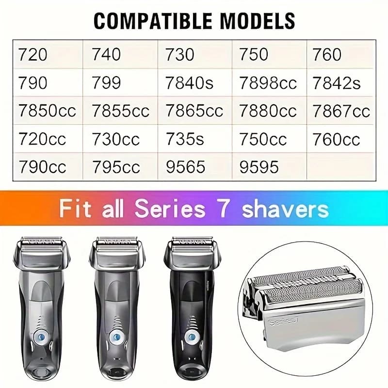 Replacement Head Fit 70B 70S electric shaver 7 series blade 790CC, 720, 750CC, 760CC,9565 Foil Shaver - 3