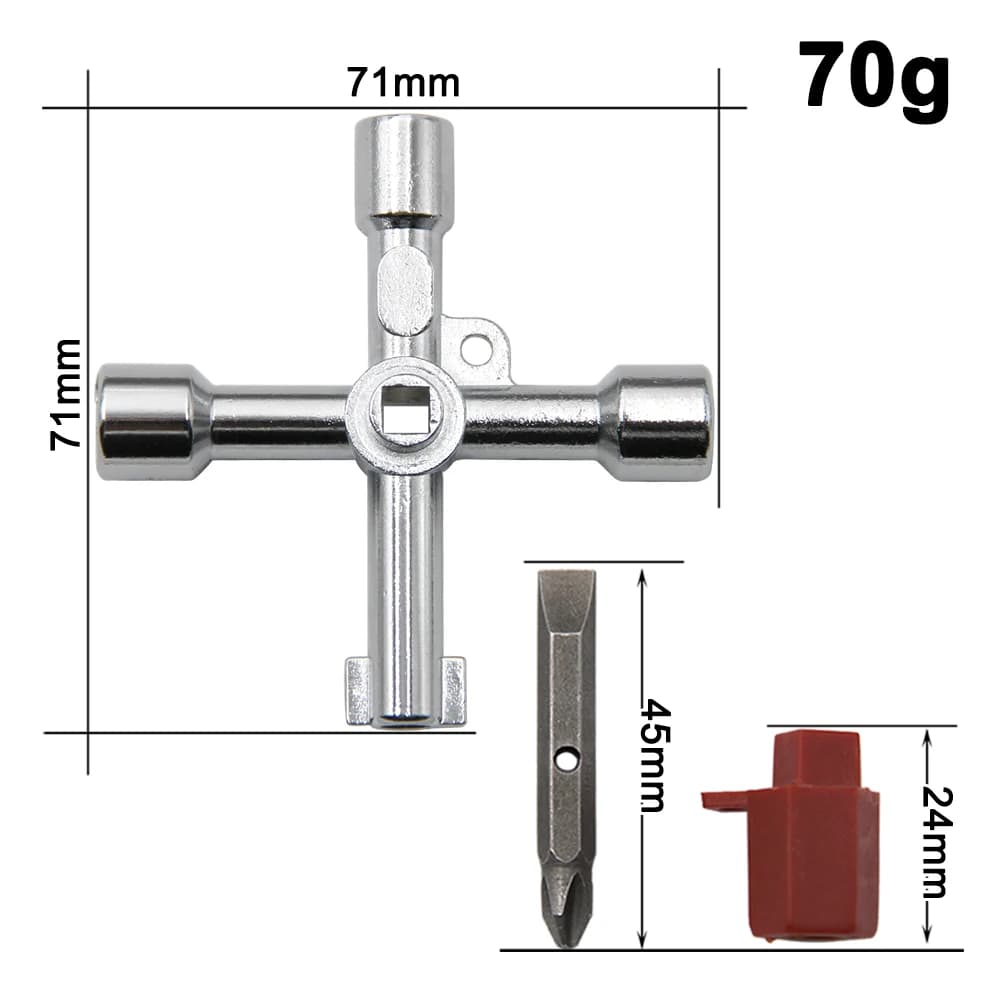 4in1 Silver Key Wrench Electrical Elevator Control Cabinet Valve Inner Triangle Quadrangle Screwdriver Tool Set - 3