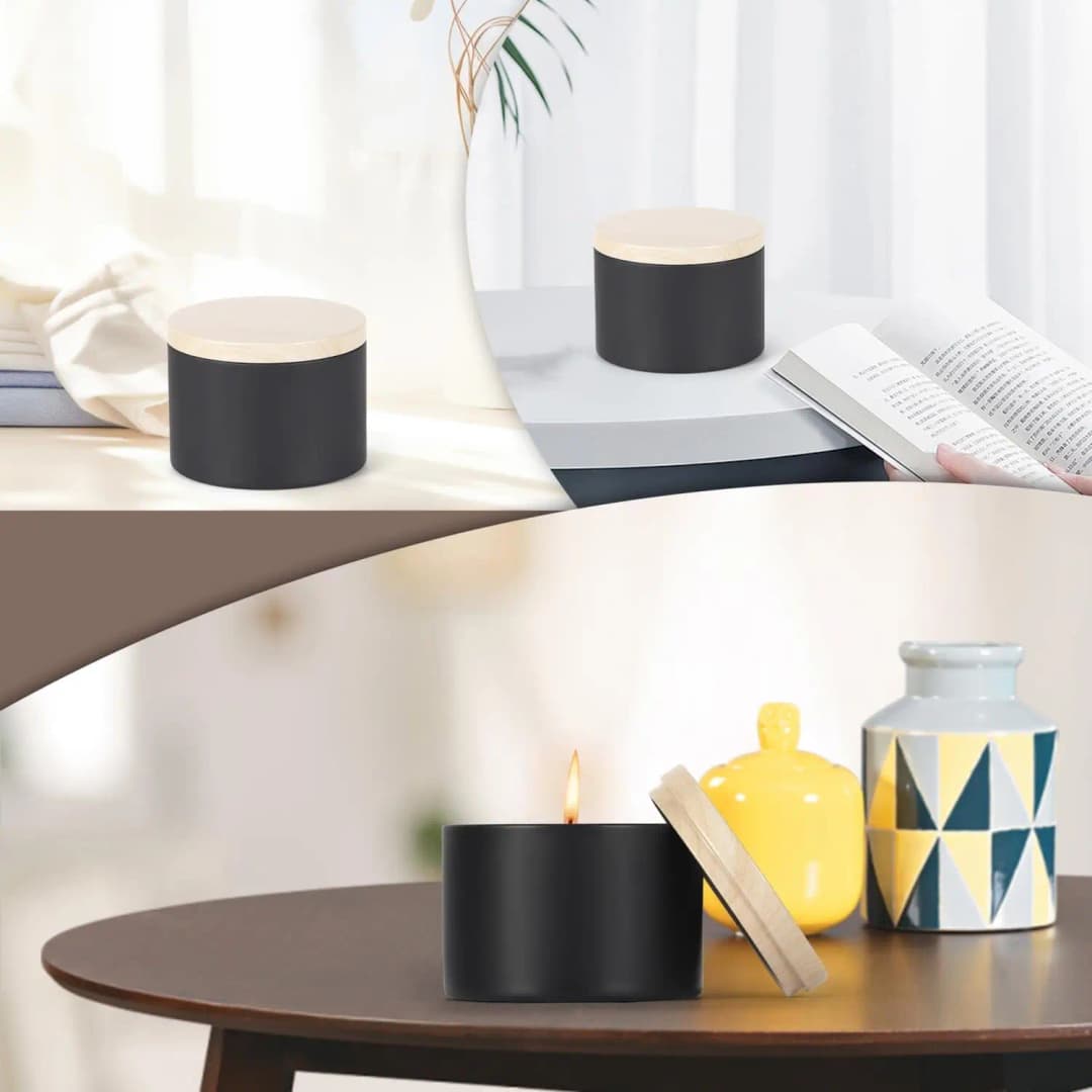 12 قطعة علب شموع 4 أونصة مع أغطية، مجموعة برطمانات شموع معدنية مستديرة للشموع الفضفاضة، تستخدم للتخزين بنفسك، مستلزمات صناعة الشموع، - 6