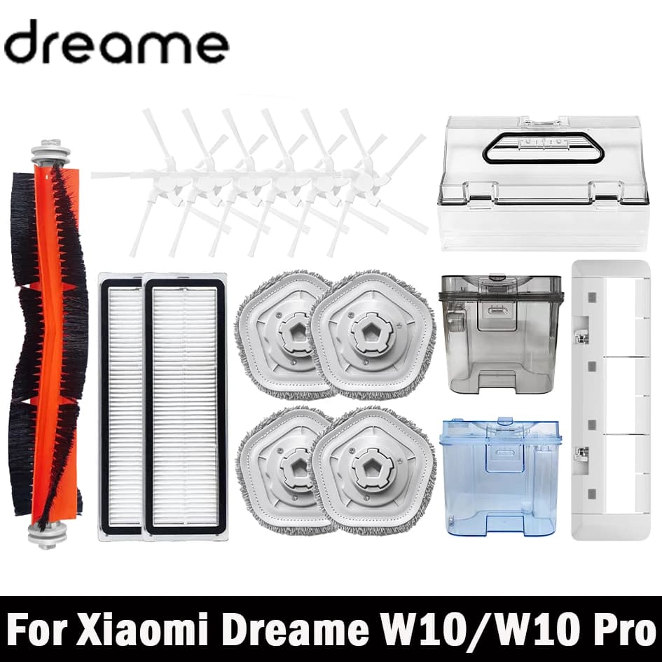 Dreame Bot W10 / W10 PRO Robot Vacuum Cleaner Accessories: HEPA Filter, Main Brush, Side Brush, Mop Cloth Pad Replacement Parts