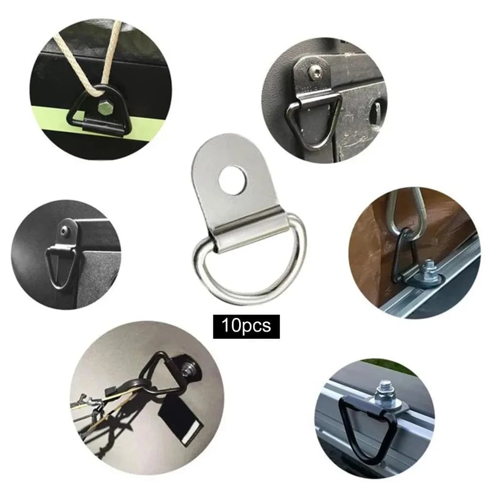10Pcs D Rings Tie Down Anchors Ring Pull Hook Iron Lashing Ring Load Fit for For Car Truck Trailer RV Van Boat Cargo Accessories - 4