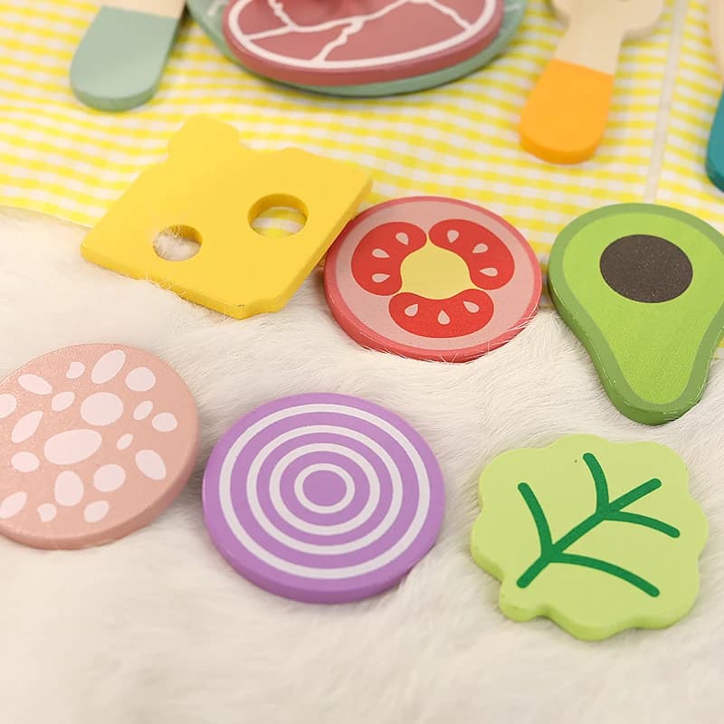 ألعاب مطبخ خشبية محاكاة للأطفال، تعليمية للتعليم المبكر، طهي، تظاهر، طعام، لعب أدوار - 5