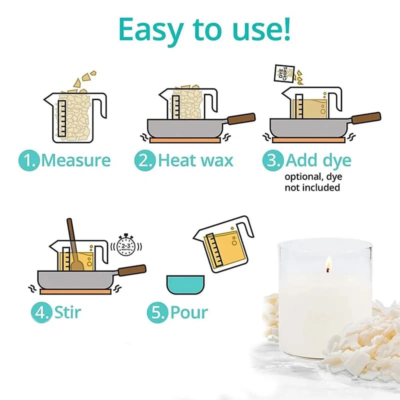 1000/500/250/100 جرام شمع الصويا الطبيعي DIY بها بنفسك الشموع اليدوية الحرف 100% شمعة معطرة خالية من المضافة مجموعة صنع المواد الخام - 6