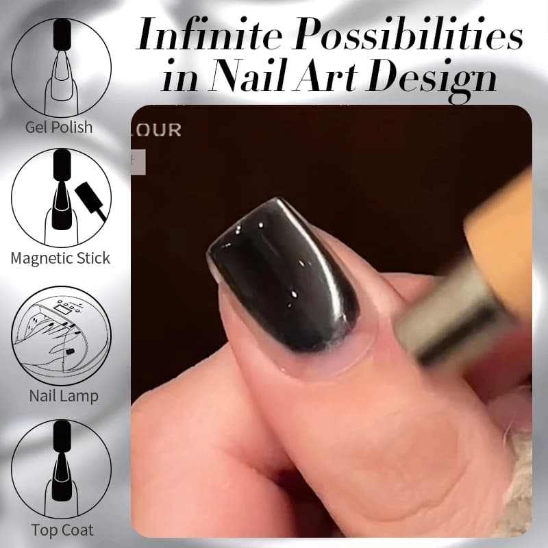 BORN PRETTY 10ml Black Glass Cat Magnetic Gel Nail Polish Punk Style Nail Art Manicure Varnis Semi Permanent Gel for Winter Nail - 6