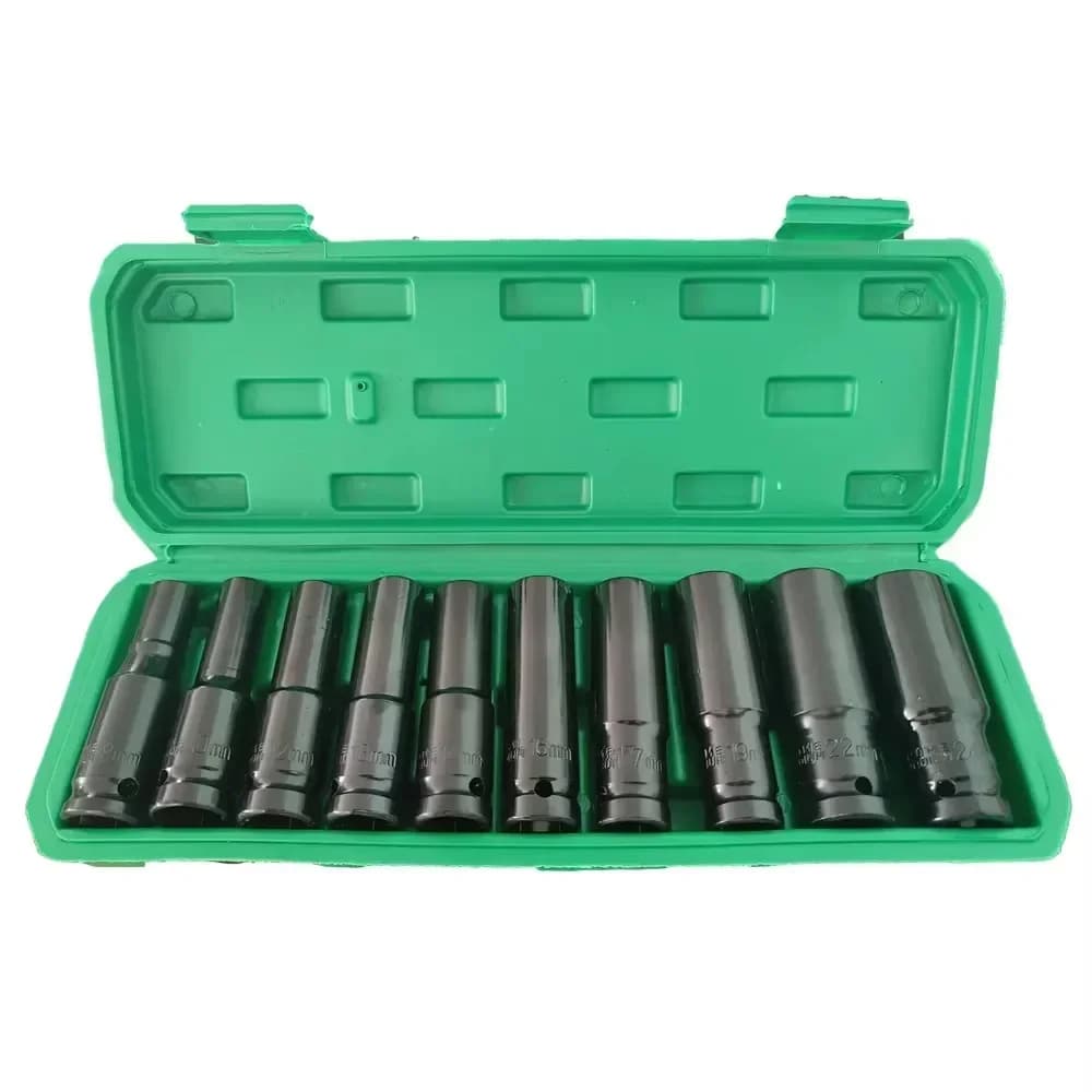 10pcs 1/2 Drive Metric Heavy Duty Impact Socket Set Universal Deep Wrench Sockets for Pneumatic Air Repair Tools - 2