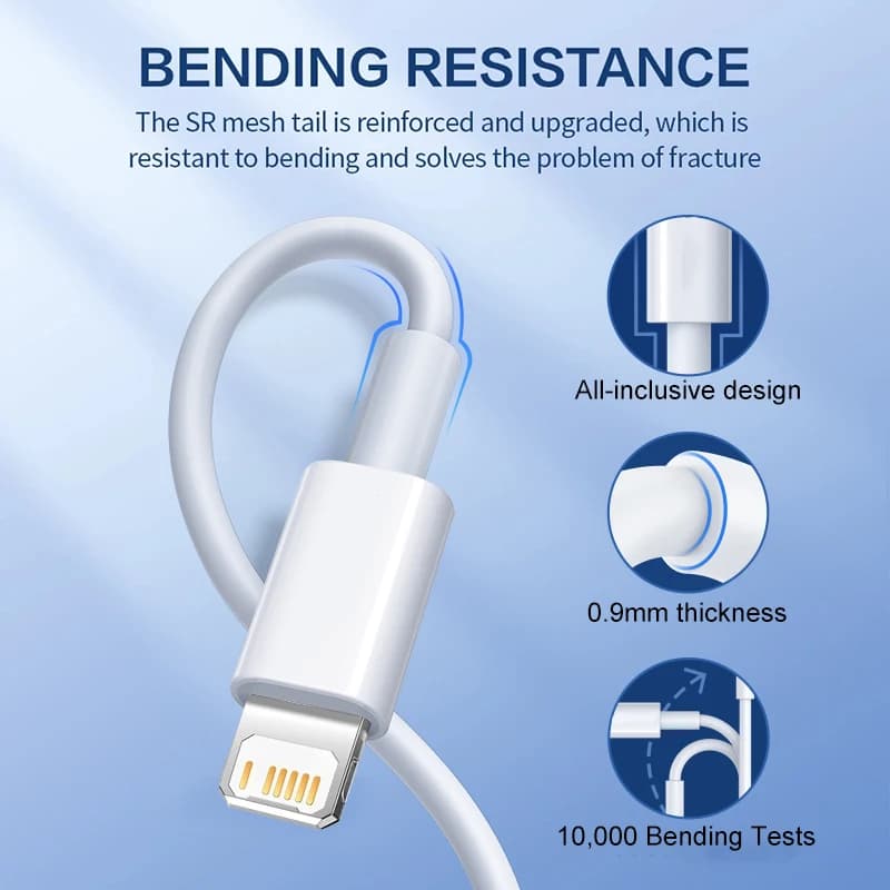 Fast Charging For iPhone Usb Cable 14 13 12 11 Pro Max Mini XR XS X SE 8 7 6 Plus 6s 5 5s Wire For iPad Charger Cord Accessories - 4