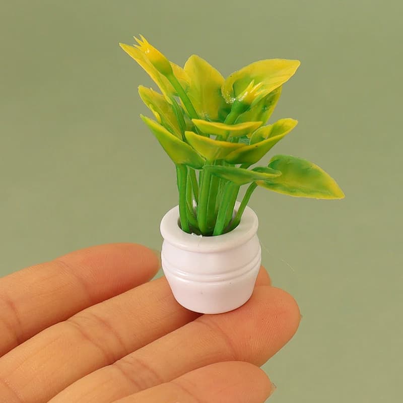 Doll House Mini Simulated Green Plant Potting Plant Model DIY Dollhouse Home Garden Outdoor Landscape Flower Bed Scene Decor - 6