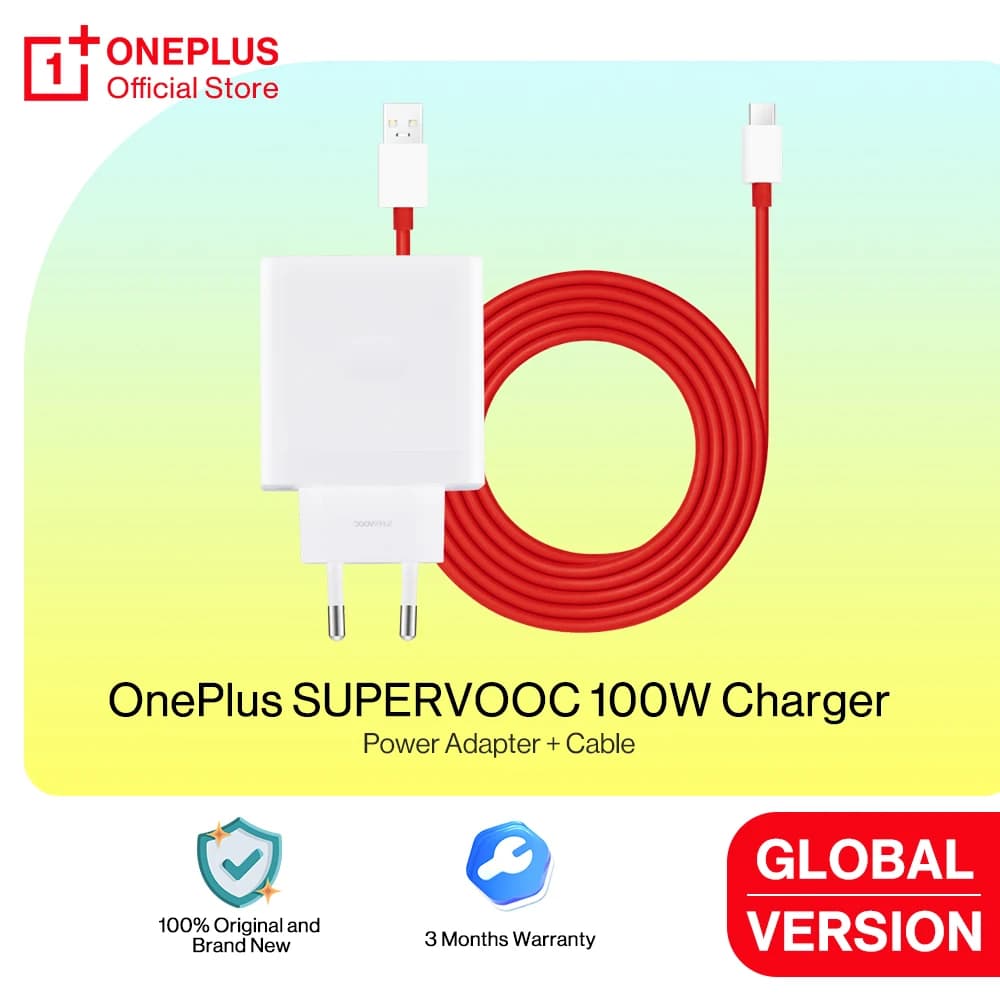 شاحن OnePlus SUPERVOOC الأصلي 100 واط، محول طاقة لهواتف OnePlus 13 و13r و12 و11 وNord 5 و4 وNord CE 5 وCE 4 وLite Pad 3 و2