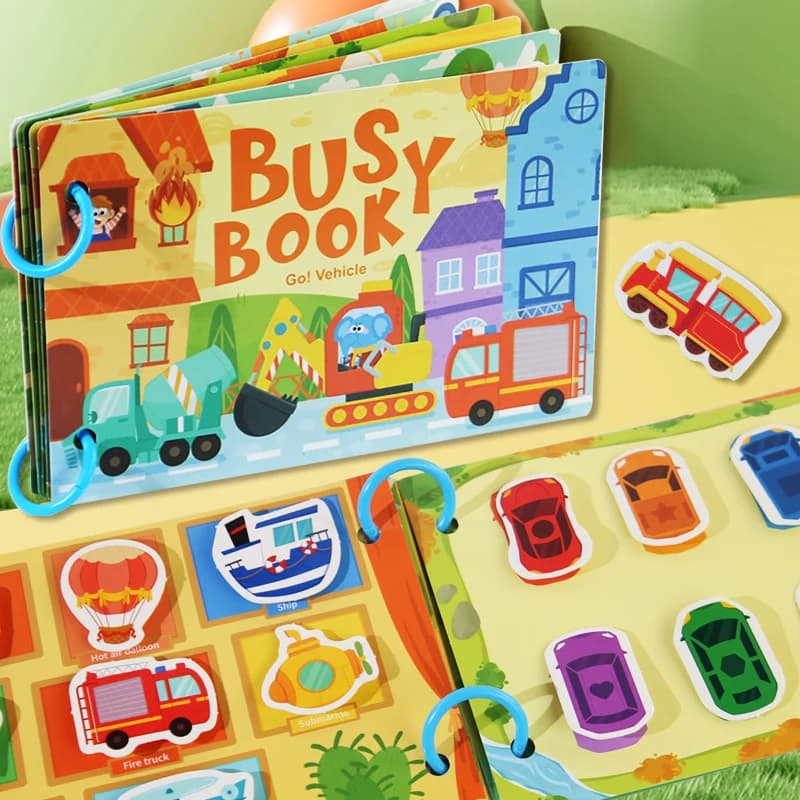 Busy Book for Kids, Animals Vehicles Dinosaurs Stickers, Matching Number & Letter Games, Interactive Learning Activity Book - 3