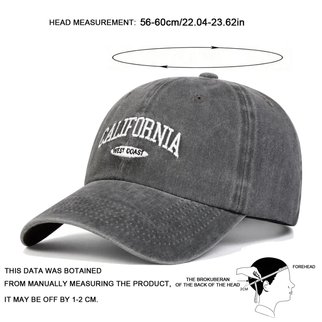 Unisex CALIFORNIA Letter Embroidery Wash Baseball Caps Spring and Autumn Outdoor Adjustable Casual Hats Sunscreen Hat - 6