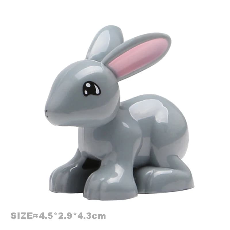 Big Building Blocks Accessories Farm Animals Zoo Compatible with duplos Cat Pig Dog Rabbit Monkey Hippo Sheep Children Toys Gift - 6