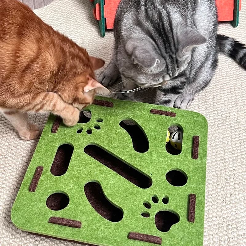 Pet Cat Puzzle Maze Holes Toys Felt Box With Bell Ball Kitten Playing Toys Interactive Funny Combination Set Cat Supplies - 4