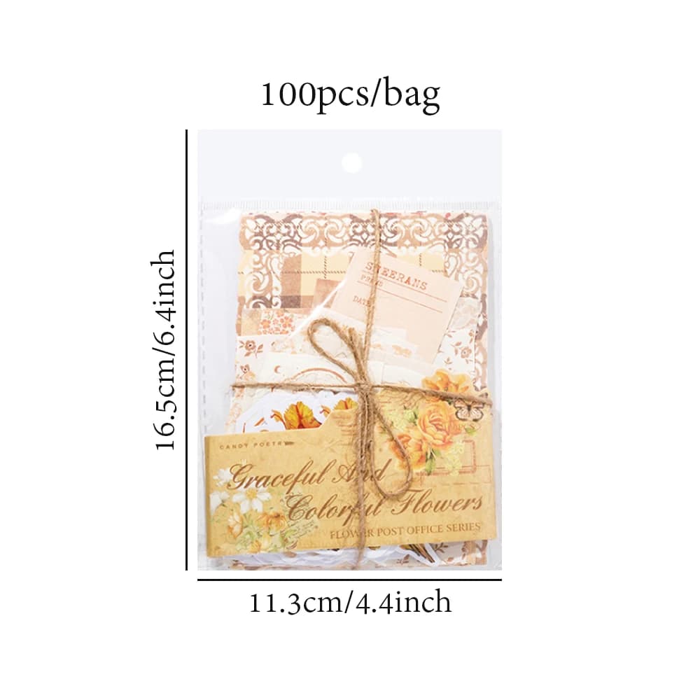 100 قطعة/المجموعة المواد المختلطة حزمة زهرة سلسلة جوفاء الدانتيل كتيب الحدود التمهيدي ورقة DIY ملصق مزخرفة ملاحظات سجل القصاصات - 6