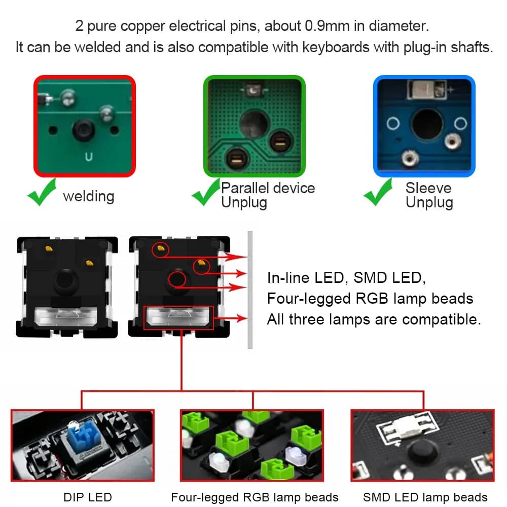 REDRAGON SMD RGB MX التبديل 3Pin كليكي الخطي اللمس الصامتة الأحمر الأزرق الأسود البني الأرجواني Switche الخلفية لوحة المفاتيح الميكانيكية - 2