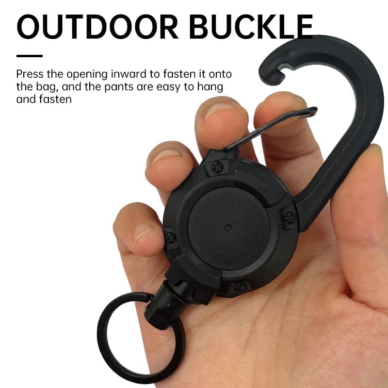 سلسلة مفاتيح كارابينر قابلة للسحب، واجب ثقيل، حبل سلك فولاذي قوي، مشبك زنبركي، حلقة مفاتيح رياضية خارجية - 3