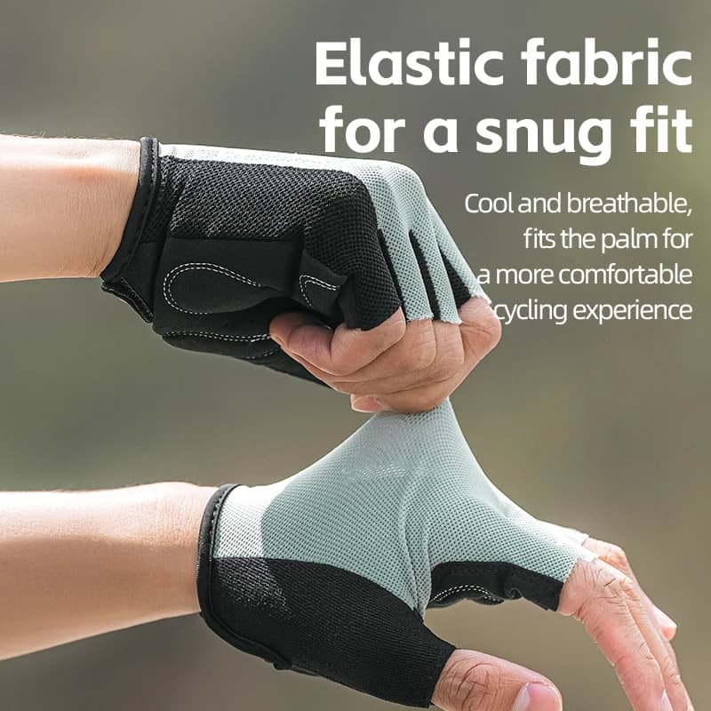 قفازات دراجة ROCKBROS بنصف إصبع صيفية قابلة للتنفس مقاومة للانزلاق مع بطانة SBR مقاومة للصدمات قفازات دراجة جبلية وطريق قفازات قصيرة لركوب الدراجات - 4