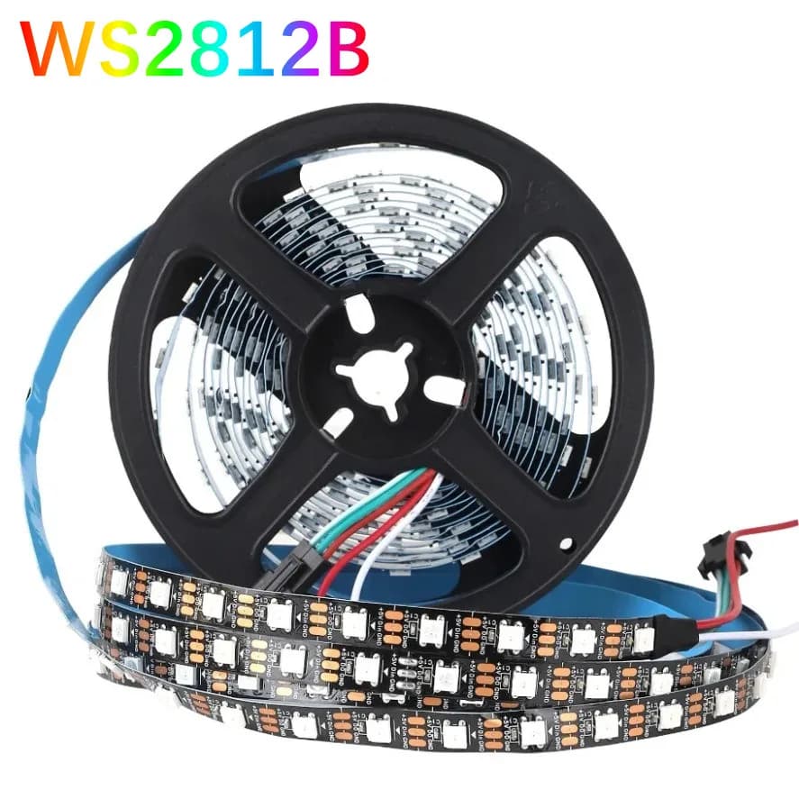 شريط إضاءة LED ذكي RGBIC WS2812B WS2812 5050 مع IC قابل للعنونة الفردية 30/60/144 بكسل/LED/م DC5V أسود مقاوم للماء IP30/67