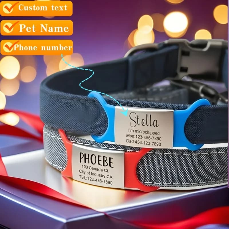 طوق مخصص للقطط والكلاب مع بطاقة هوية شخصية نقش سحر قلادة اسم قلادة عظم قلادة جرو من الفولاذ المقاوم للصدأ إكسسوارات الحيوانات الأليفة - 2