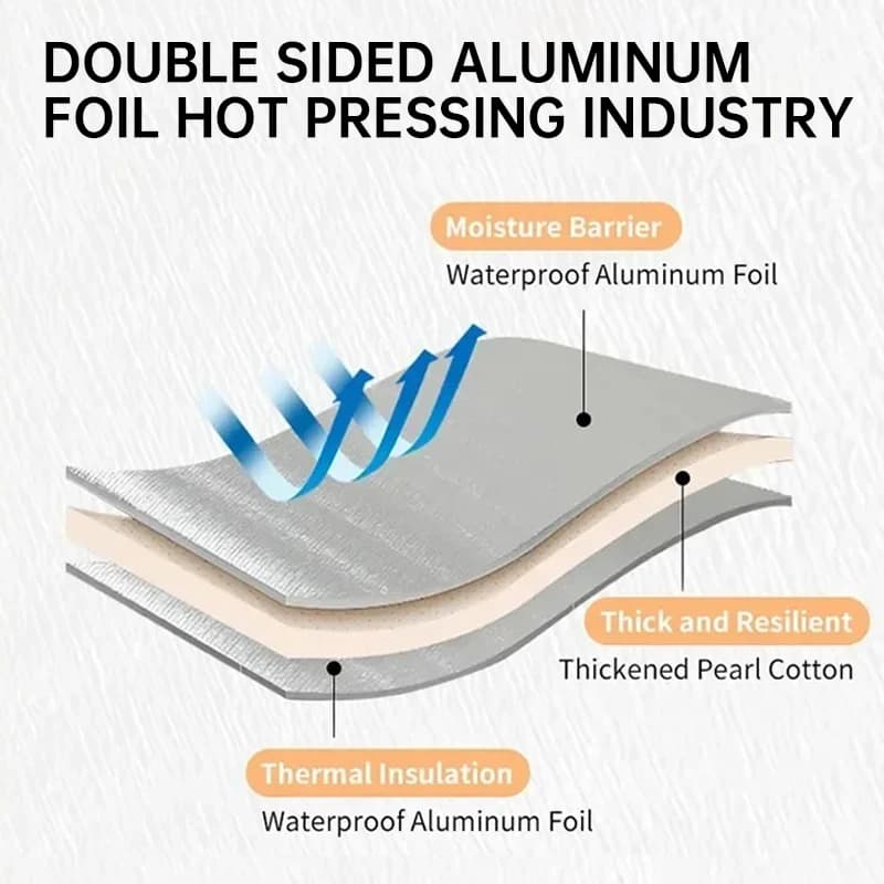 حصيرة فوم ألمنيوم للتخييم الخارجي، وسادة محمولة مقاومة للرطوبة، حصيرة شاطئ للنزهات، وسادة نوم معزولة من الألمنيوم، مستلزمات تخييم - 2