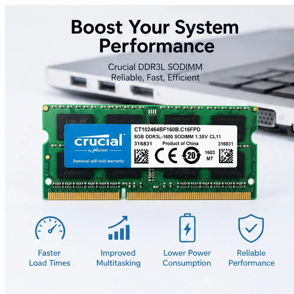 Crucial Laptop Memory RAM DDR3 DDR3L 8GB 1333 1066 1600 1866MHz PC3-8500 10600 PC3L-12800 14900 Notebook 1.35V 1.5V SODIMM RAMs - 2