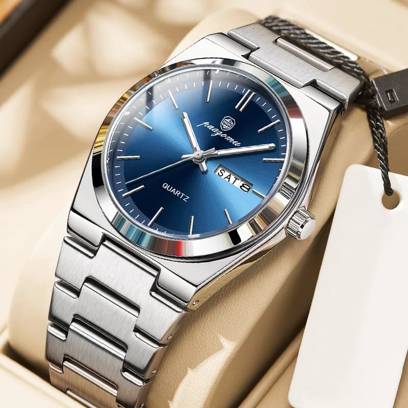 ساعة كوارتز رفيعة جدا من PAAZOMU للرجال والنساء بتصميم بسيط مقاومة للماء مضيئة سوار مريح هدية يومية للمكتب