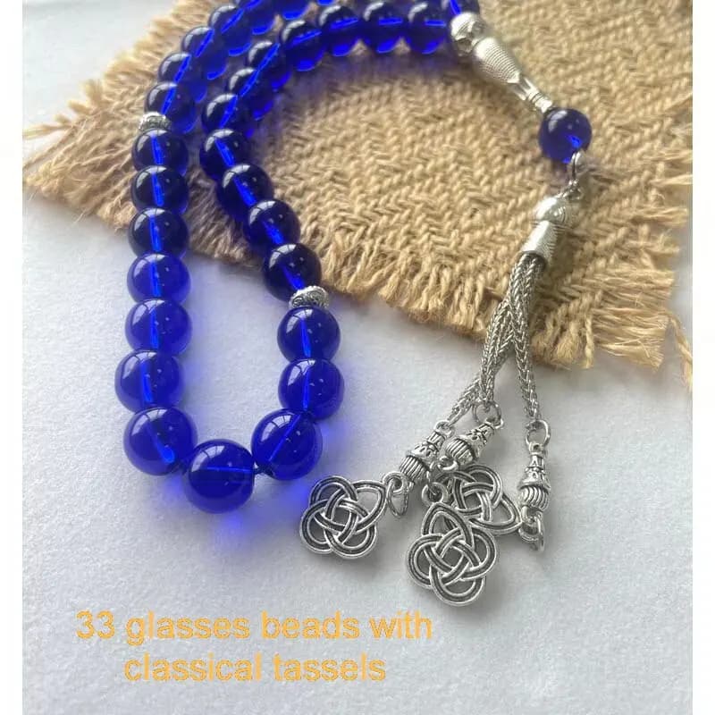 33 قطعة مسبحة زجاجية خزفية 10 ملم مسبحة صلاة إسلامية قلادة شرابة للشرق الأوسط والإمارات ودبي - 6