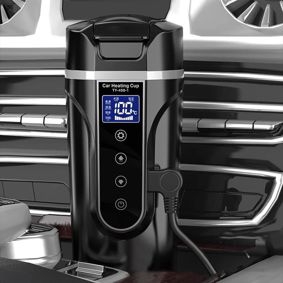 Portable Electric Kettle 12v/24v Smart Car Heating Cup Touch Screen Thermal Mug 450ml Car Heating Mug Temperature Adjustable - 3