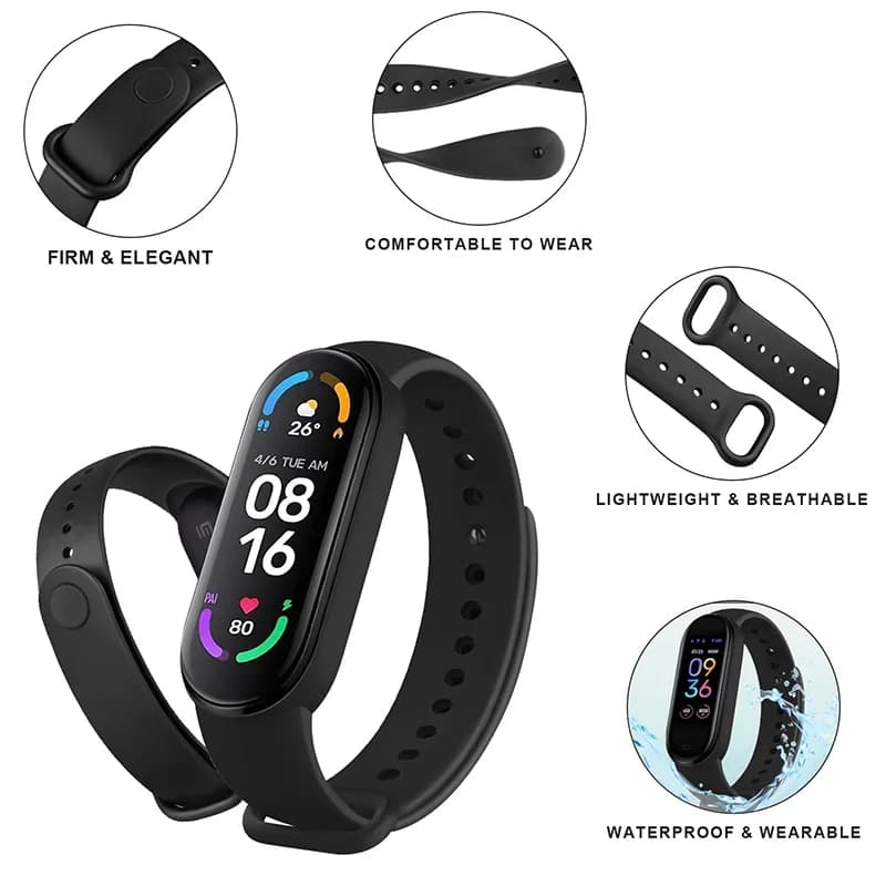 1-3 قطع حزام معصم سيليكون لساعات Xiaomi Mi Band 7/6/5/4/3، اكسسوارات ساعات ذكية - 2