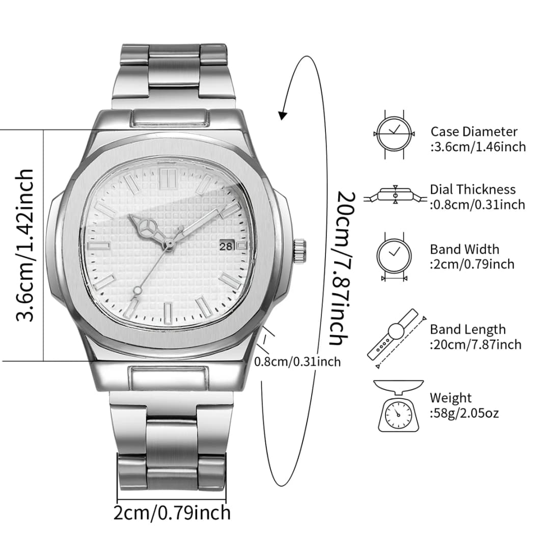 Fashion Square Men Calendar Quartz Watch Luxury Business Watches Mens Clock Reloj Hombre（Without Box） - 6