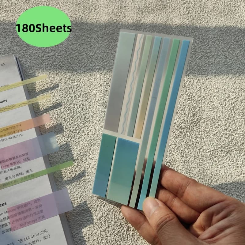 علامات صفحات لاصقة ملونة 160/180 قطعة، علامات ملفات مقاومة للماء، ملصقات فهرسة قابلة لإعادة الاستخدام - 6