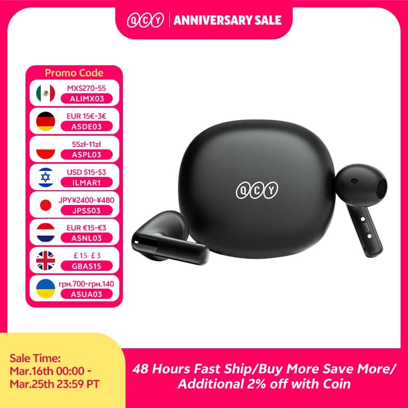 سماعات أذن لاسلكية QCY AilyBuds E10 صوت عالي الدقة مع كودك LDAC سماعات بلوتوث 5.4 صوت محيطي TWS سماعات أذن بمحرك 13 مم