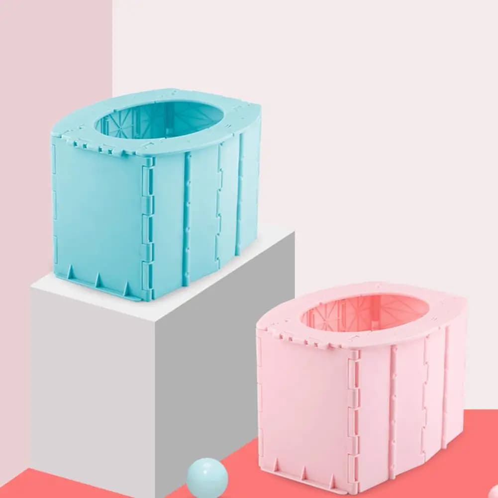 مرحاض قابل للطي محمول للتخييم بالسيارة دلو للسفر التخييم التنزه رحلات طويلة في الهواء الطلق مرحاض أطفال متعدد الوظائف - 2