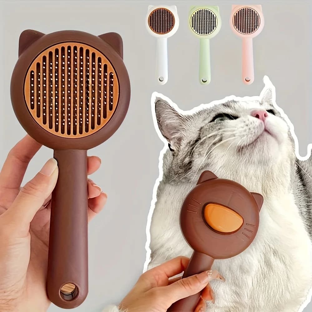 Cat Bath and Massage Brush - Self-Cleaning Pet Grooming Comb for Shedding,Gentle on Cats, Perfect for Bathing and De-Matting