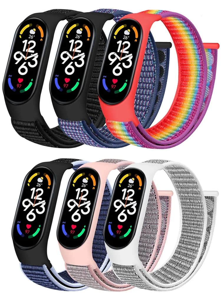 Nylon Loop Strap For xiaomi mi band 7 6 5 4 Bracelet watchband pulsera correa Wristband Sport Miband 7 6 5 4 3 nfc Watch Strap