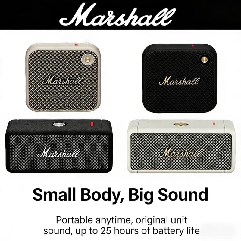 Marshall Portable Wireless Speaker Original Deep Bass Subwoofer IPX4 Waterproof Bluetooth 5.0 20H Outdoor Travel Rock Sound Hot