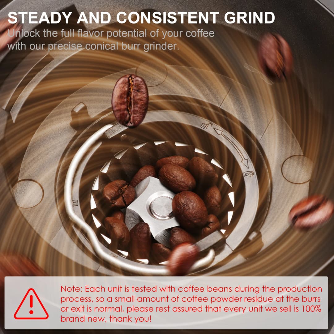 BioloMix Automatic Burr Mill Electric Coffee Grinder with 30 Gears for Espresso American Coffee Pour Over Visual Bean Storage - 5