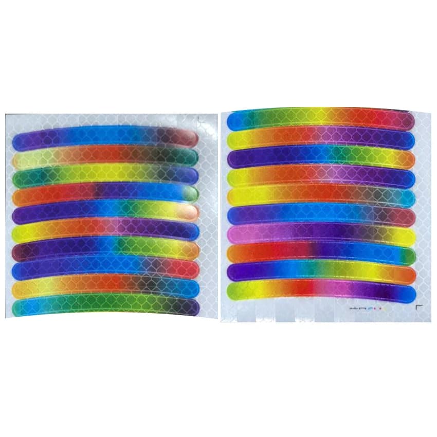 ملصقات تحذير سلامة عاكسة بسبعة ألوان ليزرية لمحاور عجلات الدراجات النارية والسيارات، 20 قطعة ملحقات تزيين السيارة - 6