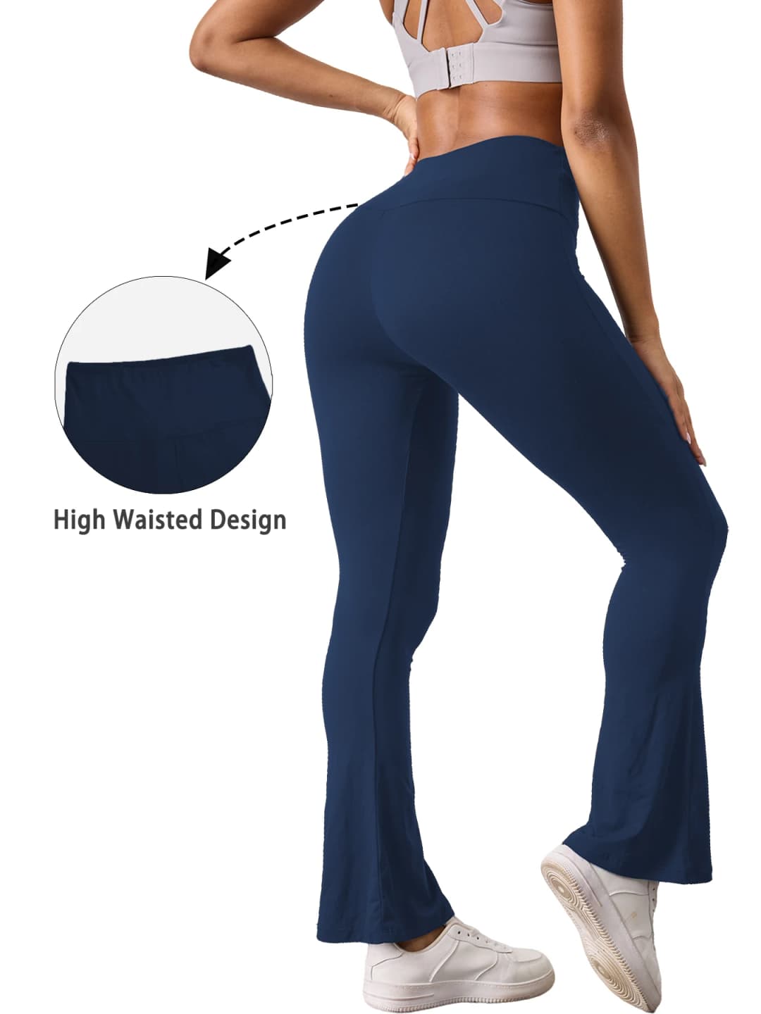 Women's Super Soft Flare Pants High Waisted Tummy Control Workout Yoga Leggings Bell Bottoms - 2