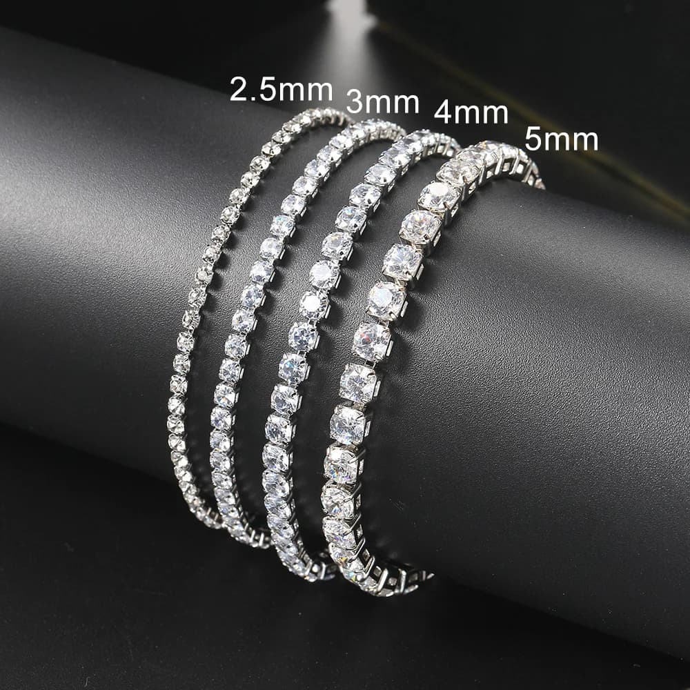 Hip Hop Iced Out 3/4/5mm Crystal Tennis Bracelet for Men Homme Trendy Punk Zirconia Men's Chain on The Hand Streetwear Jewelry - 3